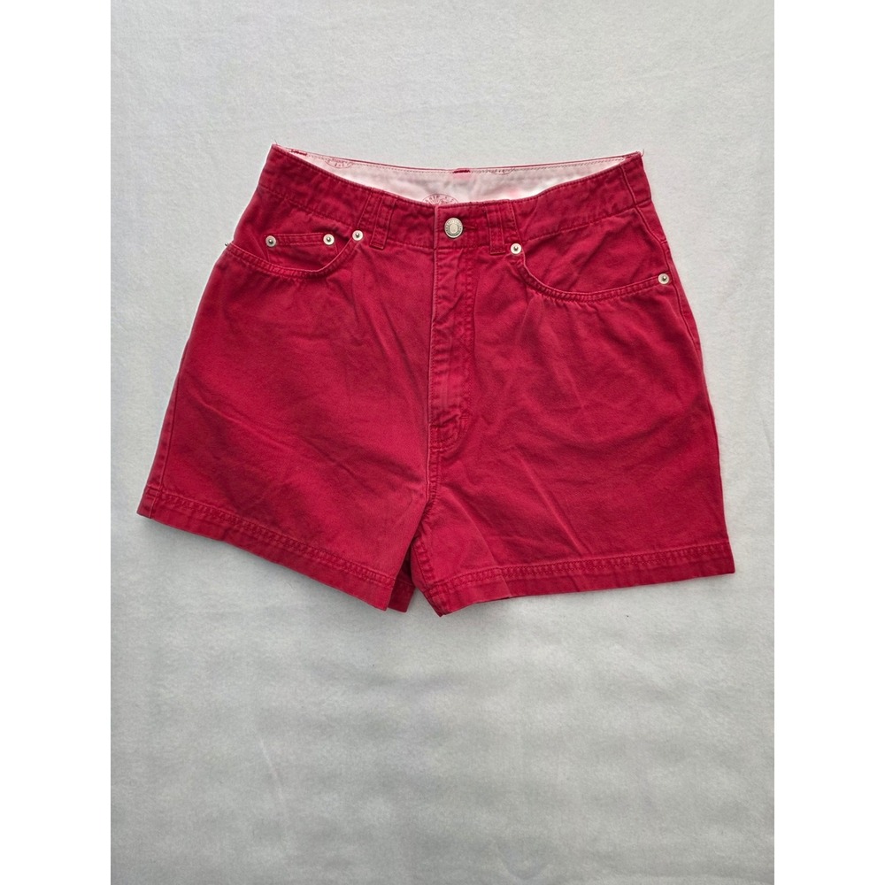 Brittania Denim Shorts High Waisted 4 Red Vintage Y2K Retro Summer Casual
